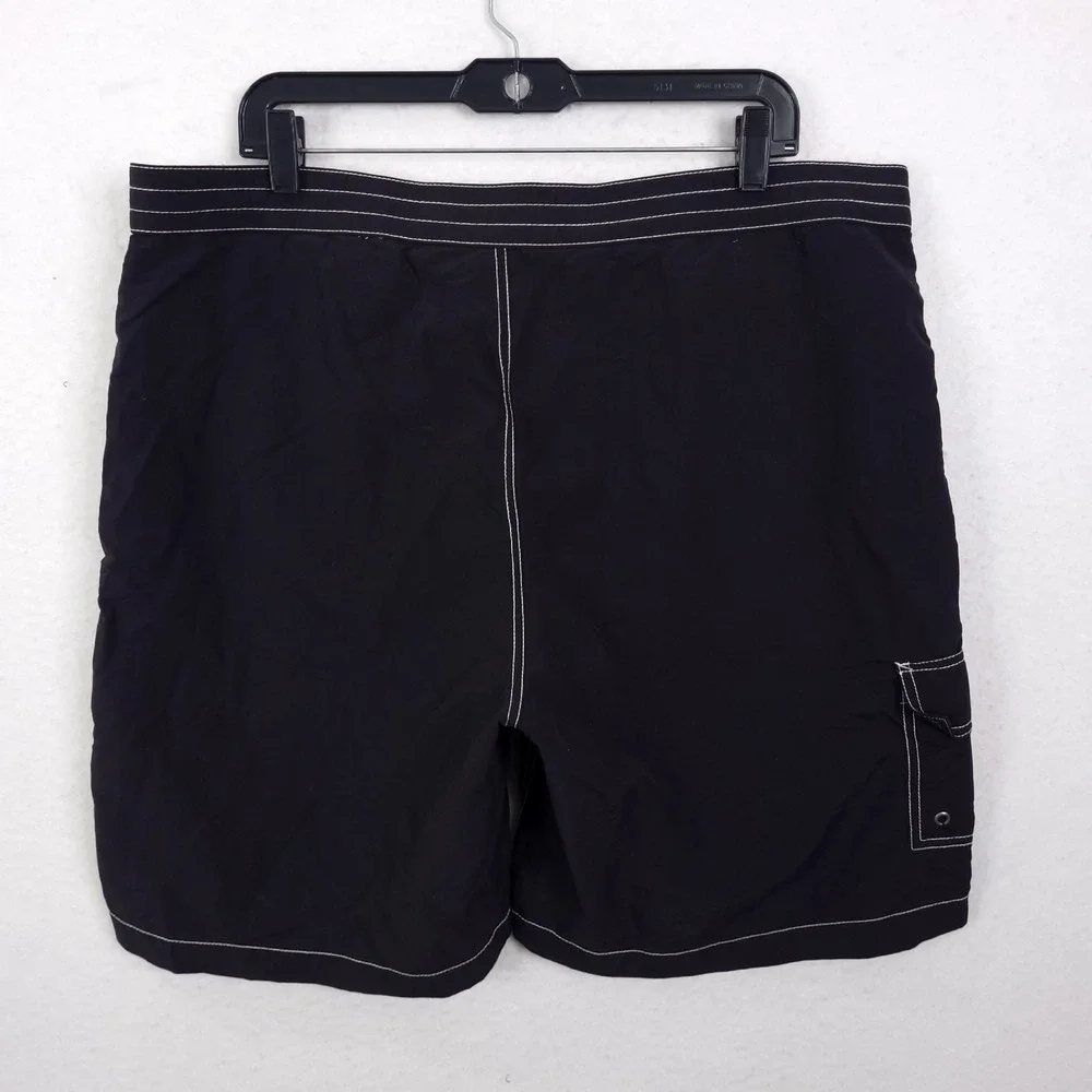 Polo Ralph Lauren Board Shorts Swim Trunk Mens XL Black Contrast Stitch Cargo